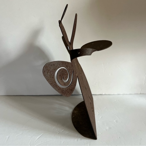 Rustic Metal Angel 12” Candle Holder Christmas Decor - Picture 2 of 13